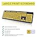 HDE Large Print Keyboard Wired Large Letter Key Keyboard USB Keyboards for Visually Impaired (Yellow Keys)