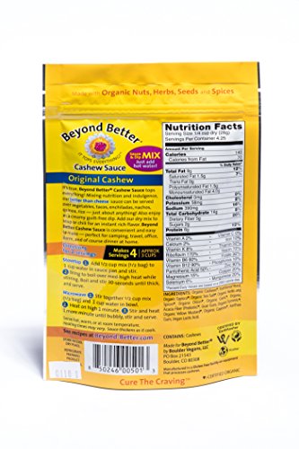 Beyond Better Cashew Dip and Sauce Mix (4 Pack) Cheese Alternative Gluten Free Dairy Free Soy Free Grain Free Organic