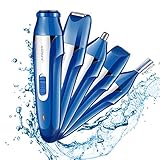Nose Hair Trimmer - 5 in 1 USB Rechargeable Men's Trimmer Personal Waterproof Electric Shaver Razor/Sideburns/Eyebrow/Body Hair Shaiver/Nose Ear Hair Trimmer for Men Facial Grooming Kit (Blue)