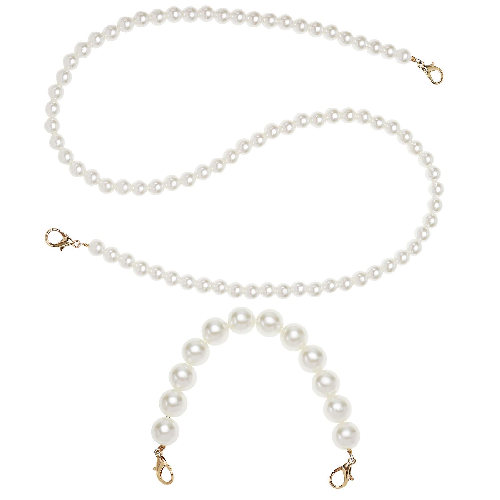 SG Store 2Pcs Pearl Handle Chain Replacement Bead Pearl Handle Strap Decoration Chain Shoulder Strap Accessories for Mini Bags Wallets Handbags