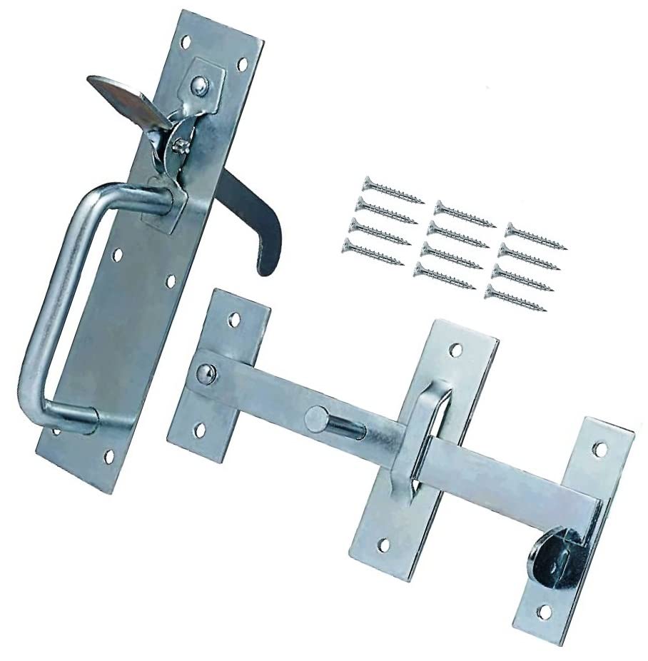 TERF® Heavy Duty Suffolk Gate Latch Door Lock Silver Thumb Latch Catch Lock - Weather Protection Suffolk Latches for External Doors Gate Shed Door Lock with Fixing Screw - Pack of 1