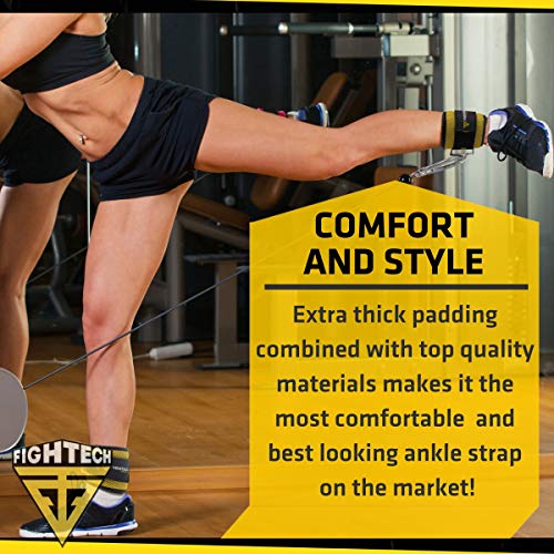 FIGHTECH Ankle Straps for Cable Machines | Fitness Ankle Cuffs for Women & Men | Gym Cable Attachments for Glute and Leg Workouts | Must-Have Gym Accessories for Women & Men (x3m Yellow) - Thumbnail 5