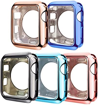 ISENXI Compatible with Apple Watch Case 42mm,5 Pack Soft TPU Ultra-Slim Lightweight Bumper Scratch Resistant Protective Covers Cases Compatible with Apple iWatch Series 3 2 1 (5Pack-A)