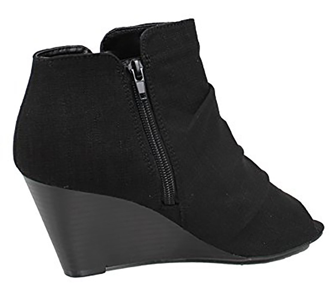 City Classified Women's, Scrunch Fabric Detail Front,Zipper Closure at Back, Open Toe, Boties. MVE Shoes, - Image 4