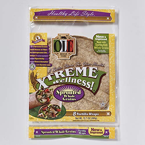 Ole Xtreme Wellness Sprouted Whole Grains Flour Tortillas | 8" Size | 8 Count Each Pack | 6 Pack CaseHealthy Life Style.