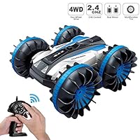 Tuptoel Rc Stunt Car Water Land 2 in 1 Car Boat Waterproof Remote Control RC Vehicles 2.4Ghz 4WD Double Sided Off Road Hobby RC Car 360° Spins & Flips RC Truck