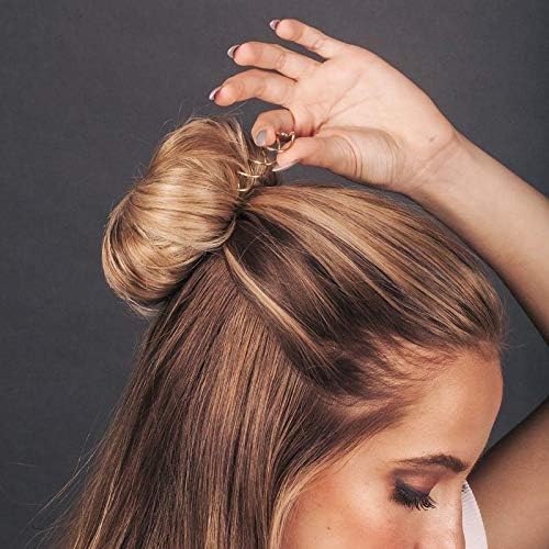 Kitsch Spiral Bobby Pins for Girls and Women - Hair Bun Maker | Rounded Tips, Chip-Resistant Bun Twist Spiral Hair Pins | Secure Hold All-Day - 3Pcs, Brown