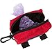 Phydeaux's Dog Poop Bag Holder, Premium Quality Pick-up Bag Zippered Pouch, Includes Carabiner Hook and 1 Roll of Pick-up Bags (Red)