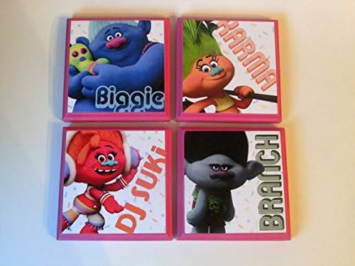 Trolls Set #2 Room Wall Plaques - (Set of 4) Girls Room Decor - Wall Signs - Bedroom Decor