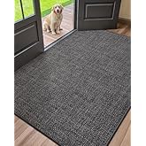 Color&Geometry Large Thin Front Door Mat Indoor Entrance Non Slip Rubber Backed, 36"x56" Indoor Door Mats for Entryway, Dirt Trapper Double Doormat, Washable Front Door Rugs, Charcoal Grey