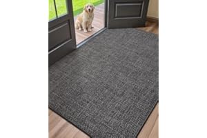 Color&Geometry Large Thin Front Door Mat Indoor Entrance Non Slip Rubber Backed, 32"x48" Indoor Door Mats for Entryway, Dirt Trapper Double Doormat, Washable Front Door Rugs, Charcoal Grey