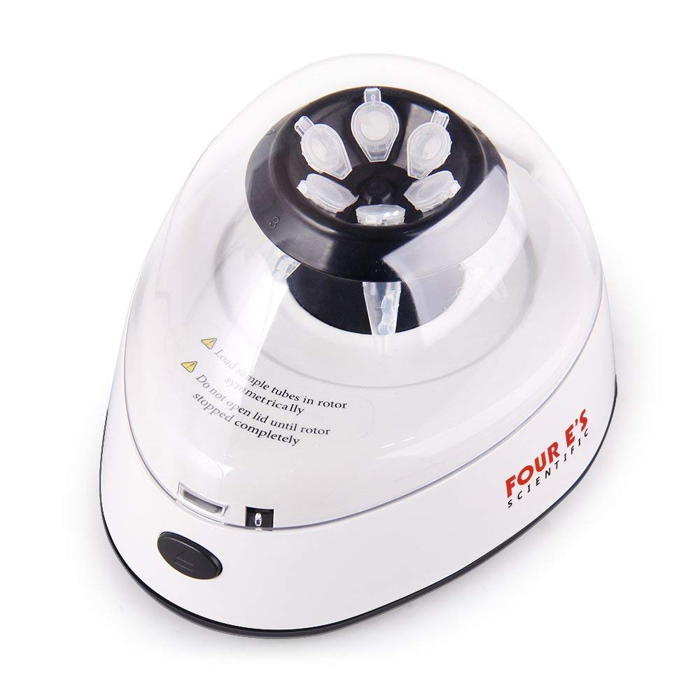 Four E's Scientific Mini Centrifuge with clear Lid with 2 interchangeable Rotors-Excellent Dynamic Balance