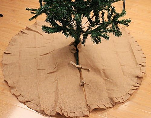 Burlap Tree Skirt with Ruffles Holiday Christmas Décor, 47-Inch (Original Burlap)