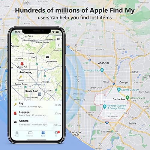 ATUVOS Air Tracker Tag 2 Pack, Luggage Tracker Key Finder Work with Apple Find My APP (iOS Only, Android not Supported), Bluetooth Item Locator for Car Key, Bag, Wallet, Suitcase, Replaceable Battery