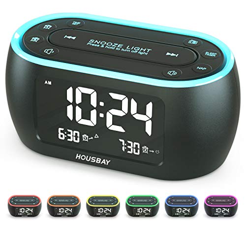 HOUSBAY Digital Alarm Clock Radio for Bedrooms with Night Light