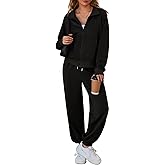 Aleumdr Women's 2 Piece Outfits Tracksuit Zip Up Long Sleeve Sweatshirt and Joggers Pants Matching Sets with Pockets