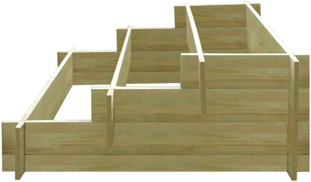 tidyard Jardinera Madera de Jardín con 3 Niveles,Diseño Escalonado ...