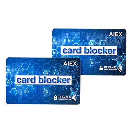 AIEX 2 Pack RFID Blocking Card NFC Contactless Cards Protection RFID Credit Card Protector Anti-scan Security RFID Blocking Cards Sleeves for Passport ID Card