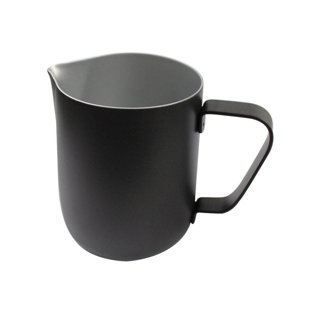 Dianoo Milk Pitcher, Stainless Steel Milk Cup, Good Grip Frothing Pitcher, Coffee Pitcher, Espresso Machines, Milk Frother & Latte Art, 1PCS (350ML) - Black