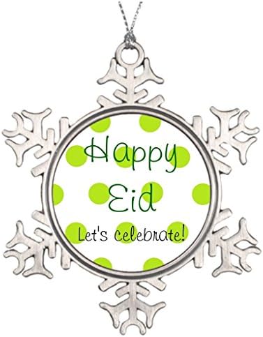 Personalised Christmas Tree Decoration Green Polka Dot Happy Eid Large Outdoor Snowflake Ornaments