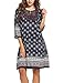 Halife Women's Vintage Ethnic Style Printed Tassel Tie Neck Loose Fit Bohemian Tunic Dress