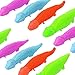Kicko 9.5 Inch Fuzzy Dinosaur Slingshots - Pack of 12 Vibrant Puffer-Like Stretchy Finger Rockets for Kids - Flying Games, for Outdoor Activities - Party Favors