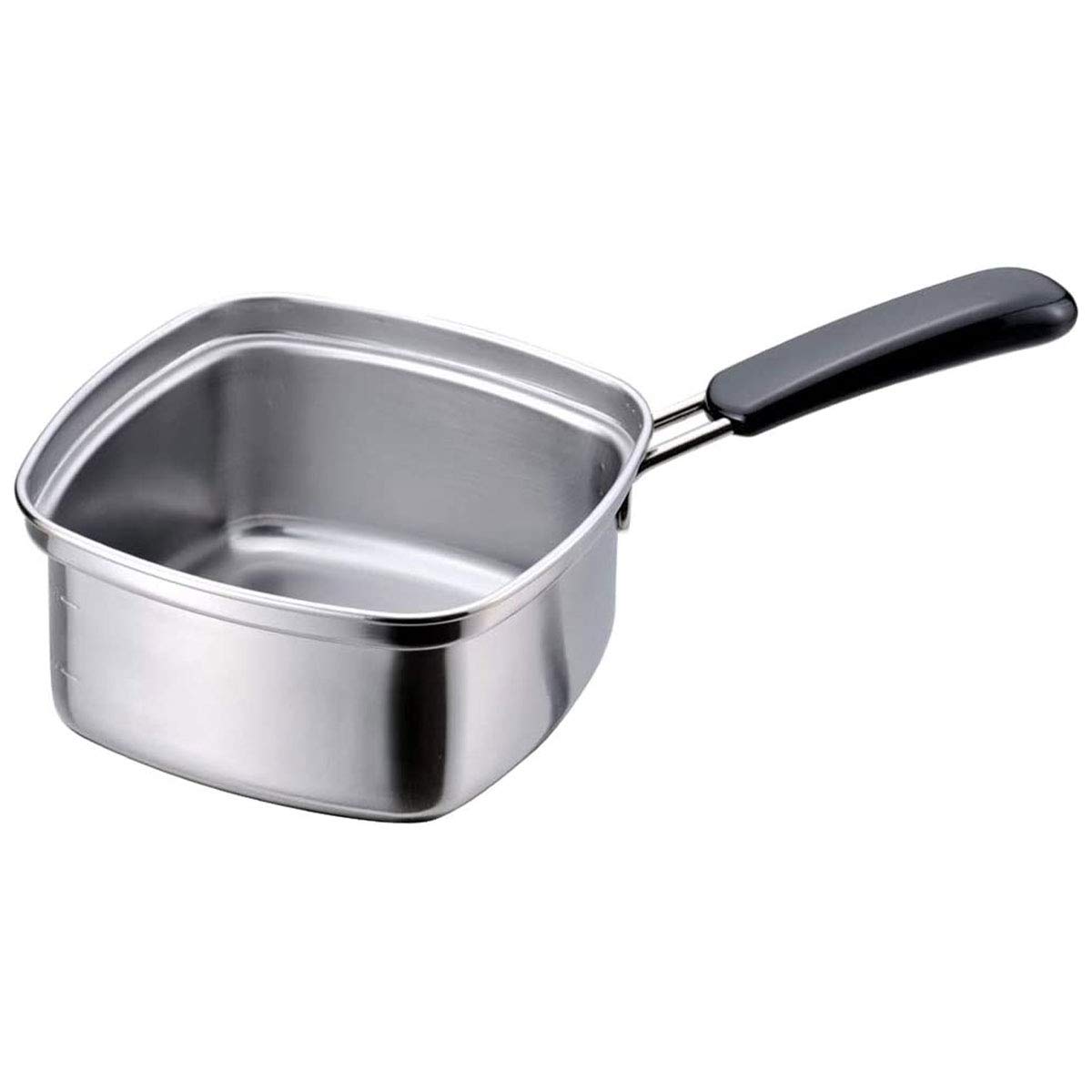 下村企販 片手鍋 角型 ラーメン鍋 15cm 【日本製】 直火・IH対応 1~2人用 インスタント麺がぴったり入る 角を使って移し替えられる 目盛り付き 1.8L 冷凍うどん そば ステンレス 燕三条 33107商品画像