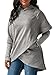 Dokoll Women’s Hooded Long Sleeve Asymmetric Hem Wrap Solid Color Pocket Sweatshirt Tops Blouse Outwear Pullover Hoodies