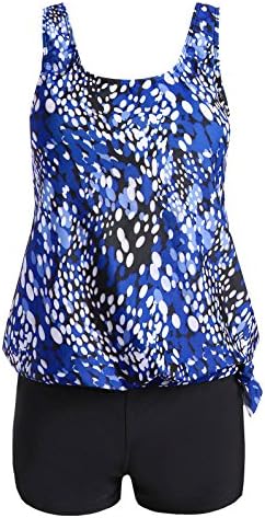 AmazeOn Swimsuits Plus Size Two Piece Board Shorts Women's Plus Size Swimwear Bathing Cloths for Women(Blue, XL)