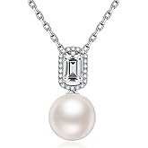 jiamiaoi Pearl Necklace for Women 925 Sterling Silver Culture Pearl Necklace