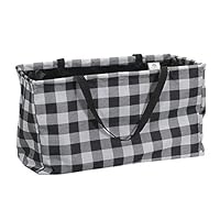 Household Essentials Krush Canvas Utility Tote | Reusable Grocery Bag | Black and White Plaid