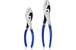 KAIHAOWIN Slip-Joint Pliers 8"& 10" Set of 2, Large Pliers Cr-V Heavy Duty Serrated Jaw with Rubber Grip Handle Plier Tool
