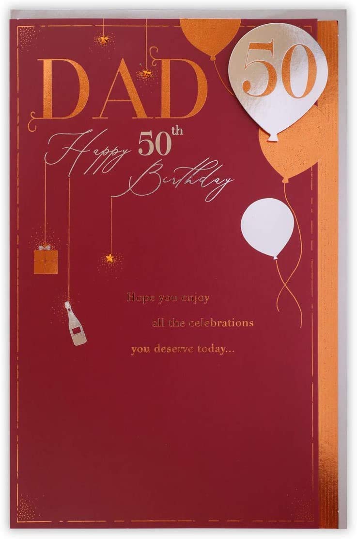 Clintons: Birthday Icons On Red, Dad 50th Milestone Birthday Greetings Card, Dad 50 Birthday Card 149 x 229mm multi-color 1163290