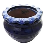Round Pie Rim Self Watering Ceramic Pot - Blue - 6 1/4