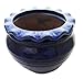 Round Pie Rim Self Watering Ceramic Pot - Blue - 6 1/4" x 4 1/2"