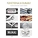 BUREI Men's Luminous Day and Date Automatic Watch with Black Calfskin Band, Silver Bezel Black Dial