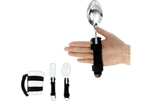 SIQITECHNO Universal Cuff Adaptive Utensil Holder Hand Strap Utensil Holder Adjustable Elder Eating Assistance Cuff Holding Cutlery Elastic Aid Utensil Cuff Holder Strap for Parkinson Arthritis Tremors Patients