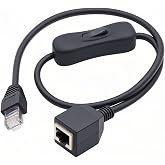 chenyang RJ45 Switch Extension Cable,CAT6 RJ45 Male to Female with On/Off Switch Button Ethernet Network Extension Cable 1.97FT/0.6M