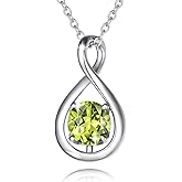 FANCIME Birthstone Necklaces for Women Fine Jewelry Sterling Silver Dainty Infinity Pendant Anniversary Birthday Valentines Day Gifts for Her Wife Mom Lady Daughter, Chain 16"+2" Extend