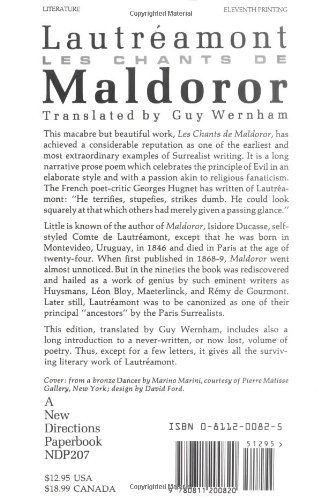 Chants de maldoror new directions paperbook by conte de lautreamont 1feb1965 paperback