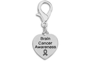 FUNDRAISING FOR A CAUSE Gray Ribbon Hanging Charm for Brain Cancer, Asthma and Diabetes Awareness - Perfect for Bracelets, Purses, Zipper Pull, Dog & Cat’s Collar, Support Groups, Fundraisers and More!