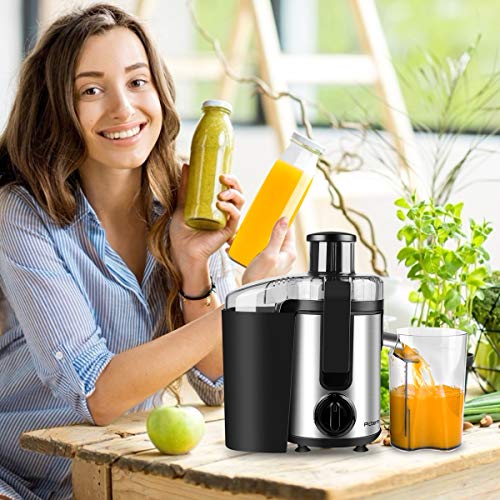 Juicer, Picberm Centrifugal Juicer Machines Easy to Clean, Wide Mouth Juice Extractor with Peeler, Brush & Recipes for Fruits and Vegetables, Dual Speed Stainless Steel BPA-Free Juicers Dishwasher Safe, 400 W - Thumbnail 6