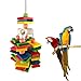 Mrlipet Bird Chew Toys with Colorful Wood Beads Bells and Wooden Hammock Hanging Perch for Budgie Lovebirds Conures Small Parakeet Cages Decorative Accessories (Knots Block Chewing Toys)