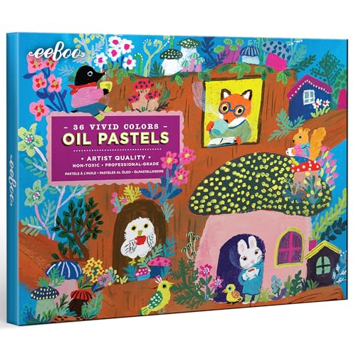 eeBoo: Oil Pastels – Yumi's Mushroom House - 36 Colors, Artist-Quality Sticks, Blendable Soft Texture, Hardcover Box, Adults-Kids, Art-Craft Supplies