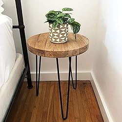 WELLAND Rustic Old Elm Wood Round End Table with