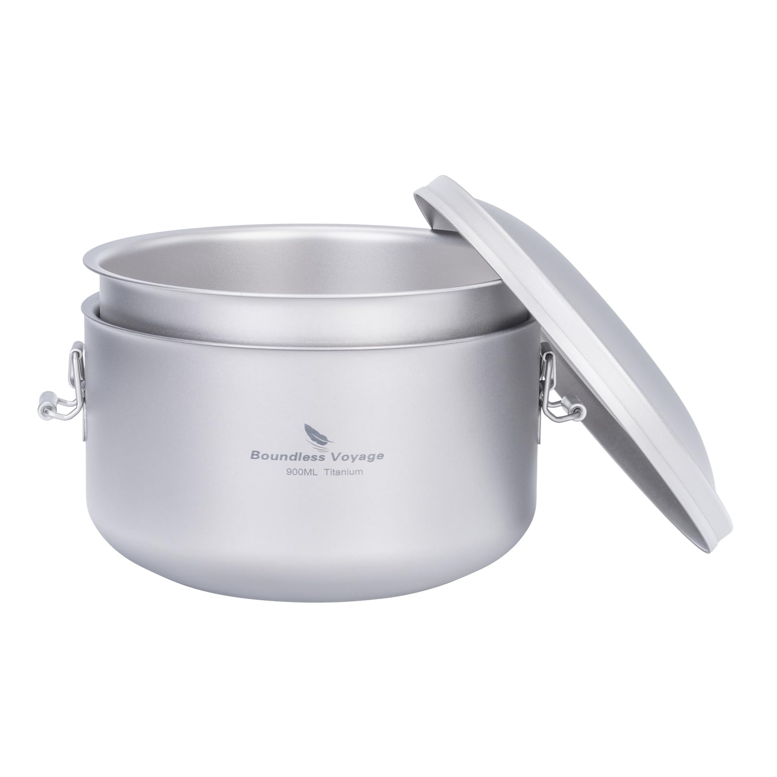 iBasingo 900ml Titanium Lunch Box Bowl with Lid & 250ml Dish Outdoor Metal Fruits Salad Dinner Box Lightweight Daily Office Worker Camper Student Bento Box Multi-Layer Tableware Mess Kits Ti1095T