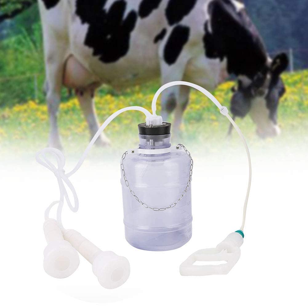 Andraw Goat Milking Kit,Milking Machine gentle suction Cow Milking Machine, Sheep Cow Milker Kit Portable with hand-pulling Plastic for goat cow(For cattle)