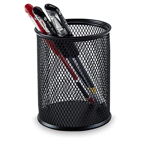 Yliquor Steel Metal Mesh Cylinder Pen Pencil Eraser Stationery Holder Container Pen Cas Multi-Function for Desk Office