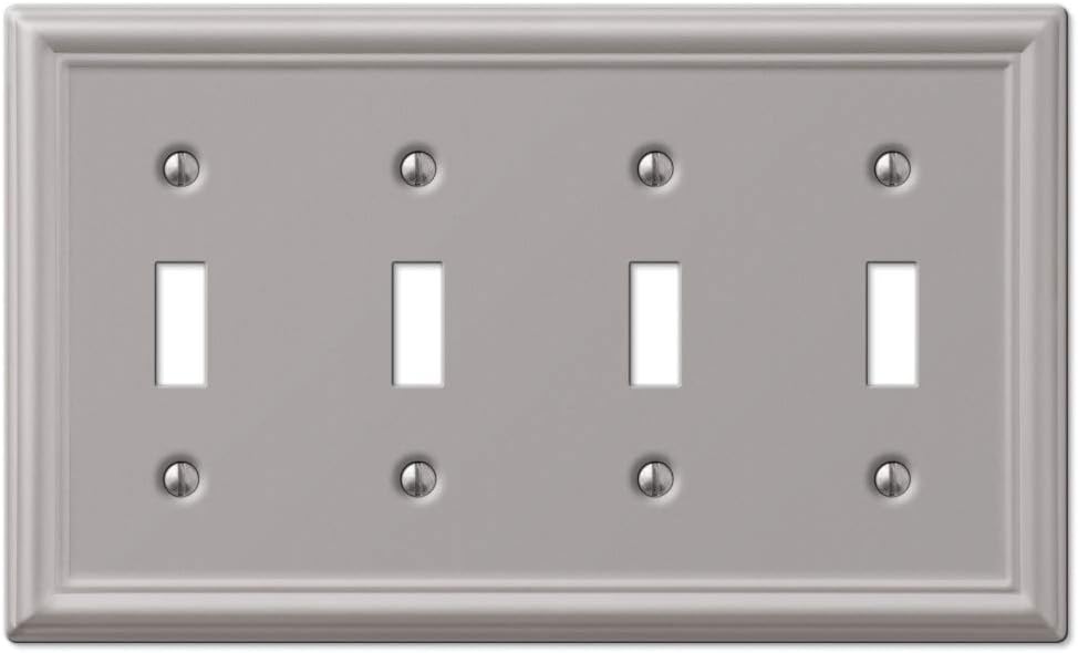 Amerelle 149T4BN Wallplate, Quad Toggle, Brushed Nickel