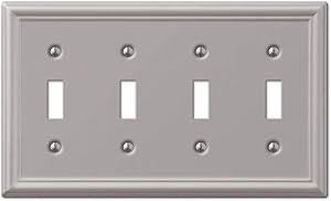 Amerelle 149T4BN Wallplate, Quad Toggle, Brushed Nickel